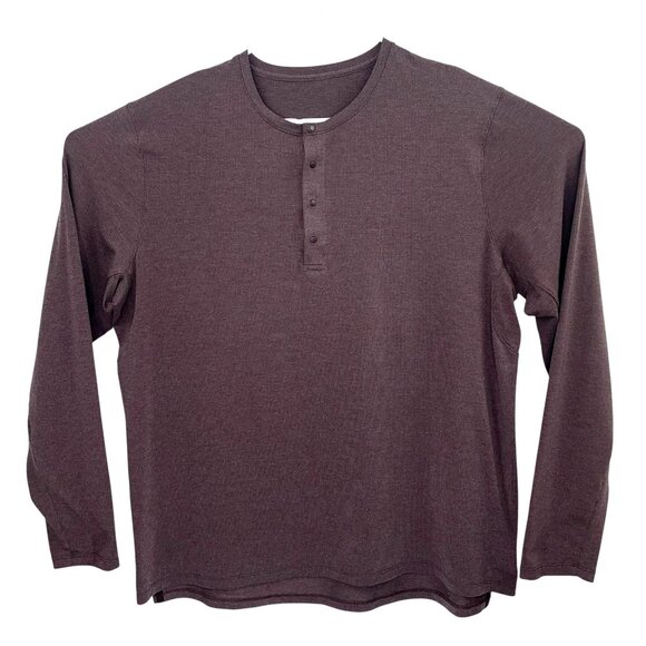 Lululemon Reinstate Long Sleeve Henley Waffle Knit Under Arm Gussets Brown XXL - Picture 1 of 5